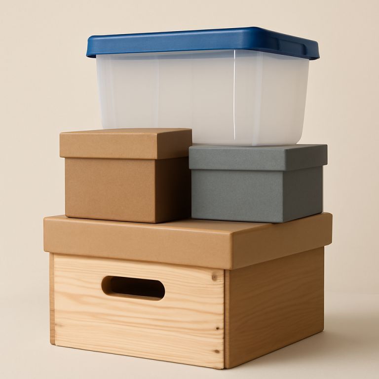 Storage Boxes (Plastic, Cardboard, Wooden)