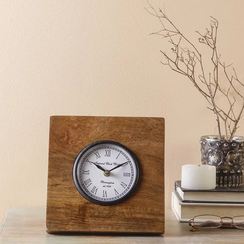 Wooden Square Table Clock