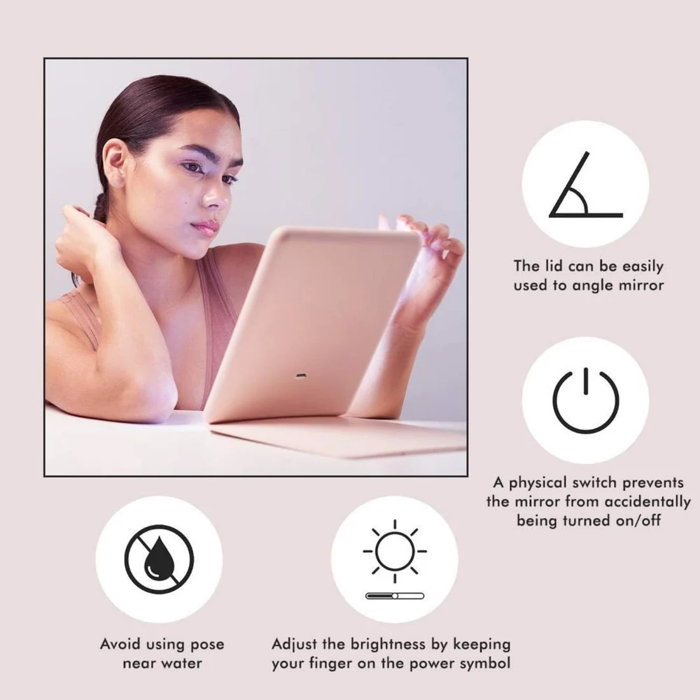 Rechargeable Travel Makeup Mirror with Led Lights