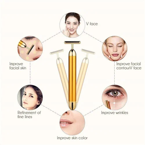 Gold Electric Vibration Facial Massage Roller 