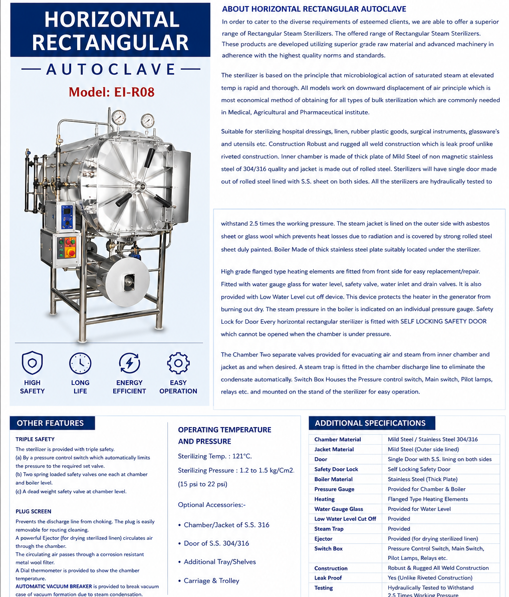 Horizontal Rectangular Autoclave