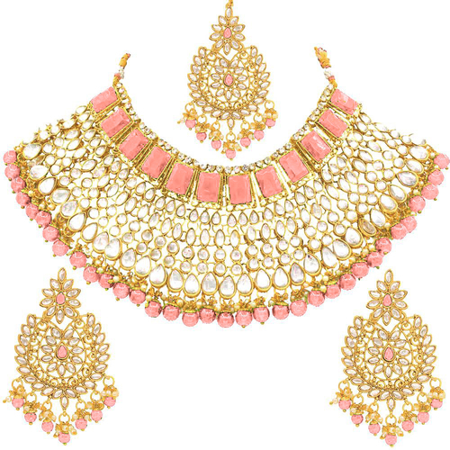 Jewelry Set with Choker Necklace Earrings and Maang Tikka Supplier
