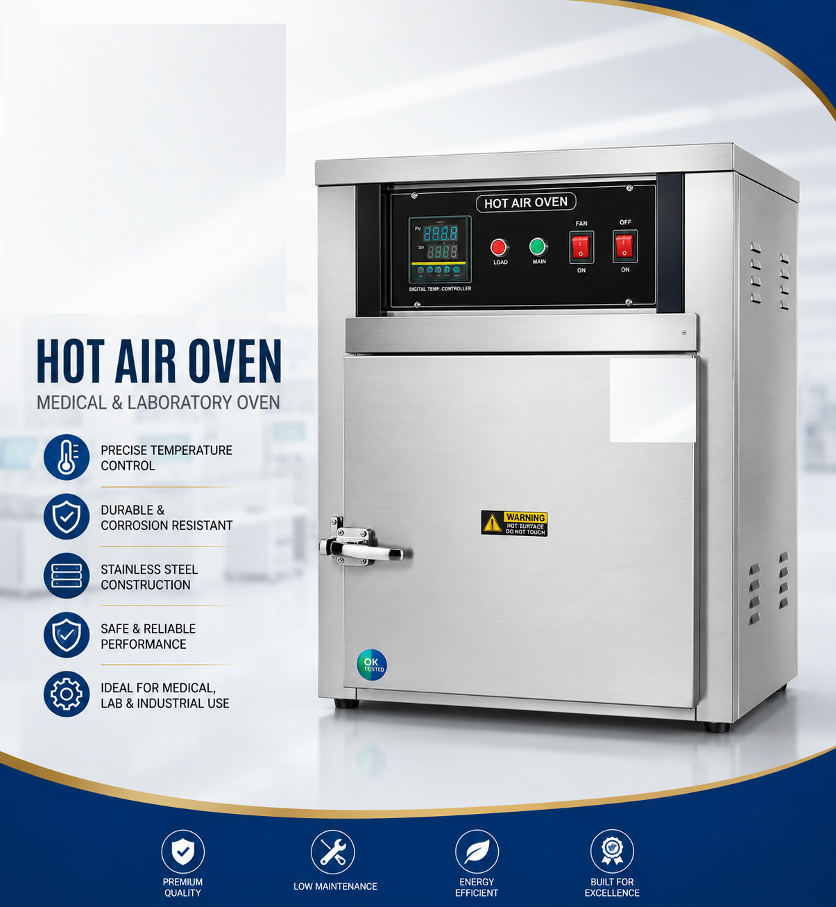 Hot Air Oven for Laboratory and Medical Use - Dry Heat Sterilizer, Export Grade