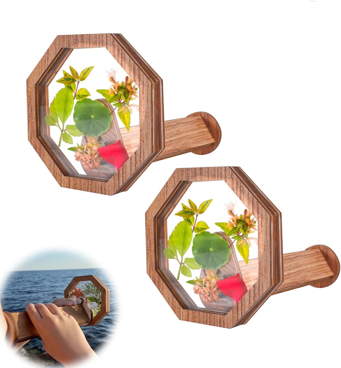 Natural DIY Kit Handmade Wooden Magic Rotating Kaleidoscope Making Set Outdoor