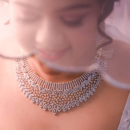 Platinum Jewelry Set with Diamond Necklace Earrings Supplier Luxury Export